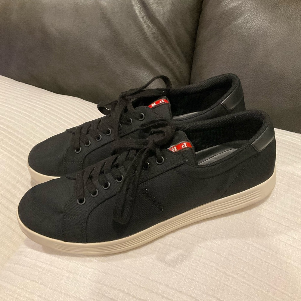 AUTH LUXURY PRADA SNEAKERS SHOES 4E3256 BLACK NYLON - Picture 4 of 16